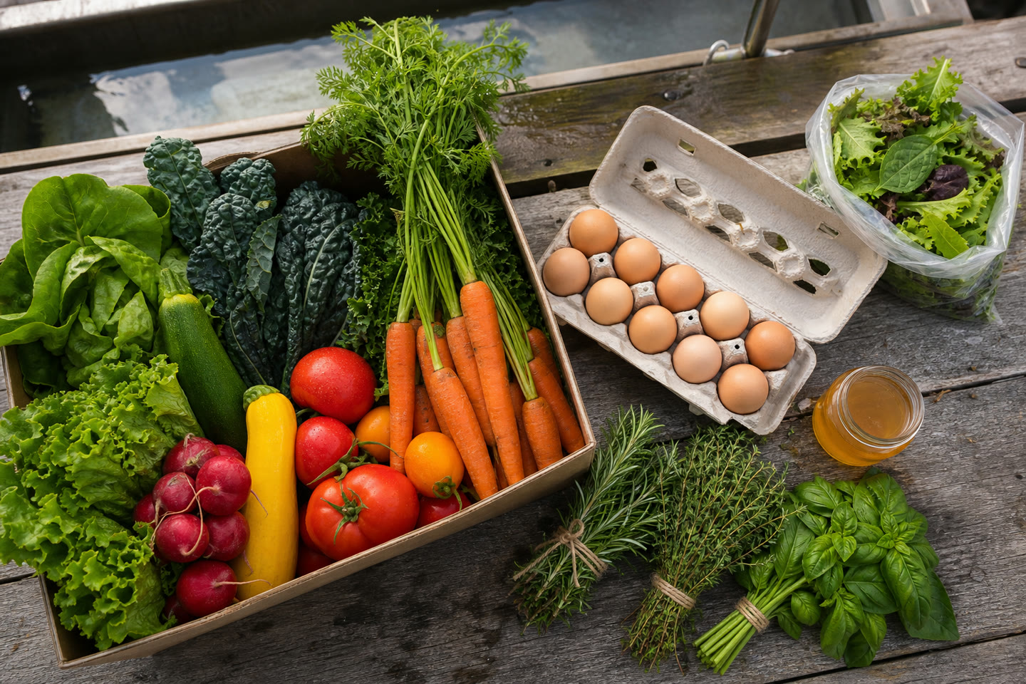 Seasonal produce, eggs, and honey from North Fork Harvest Club