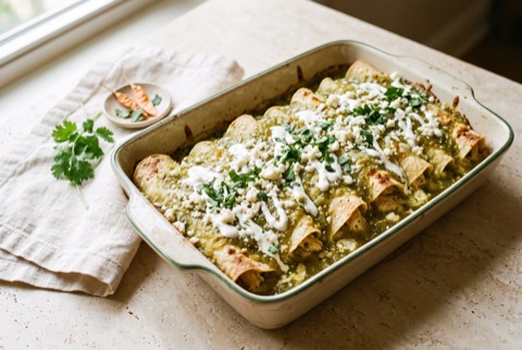 Green chile enchilada tray